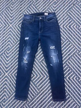 Buckle Bridges By Gly Dark Blue Distressed Skinny Jeans